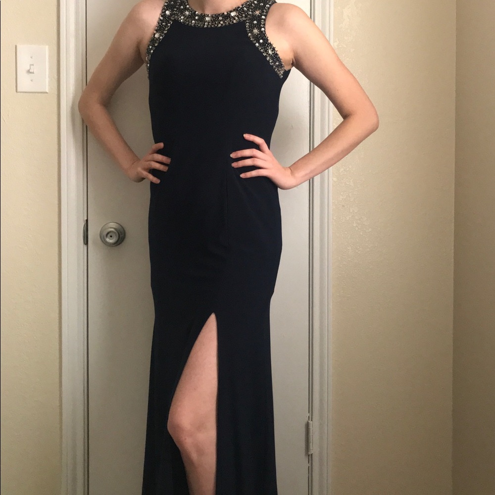 Navy Blue Beaded gown